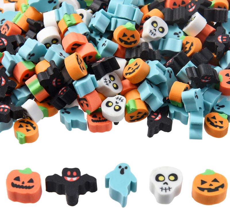 DOMG 300Pcs Mini Halloween Erasers for Kids, Cute Mini Pumpkin Ghost Bat Erasers Bulk for Halloween Classroom Party Favors Goody Bag Filler Gifts - Image 1